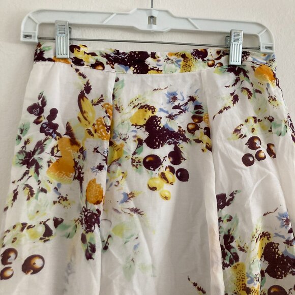 Evangeline Silk Blend Floral Knee Length Skirt White Flowy Fairy Cottagecore 4 - Picture 2 of 9